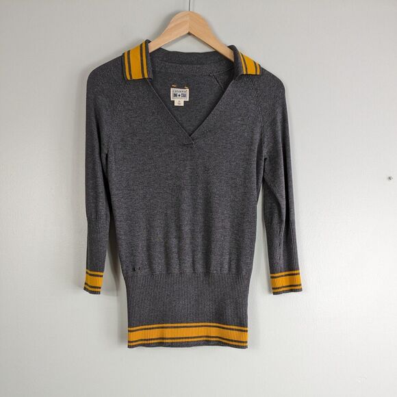 Vintage Y2K Converse Sweater Striped Blokecore Collegiate Ivy Gray Yellow XS - Picture 2 of 11